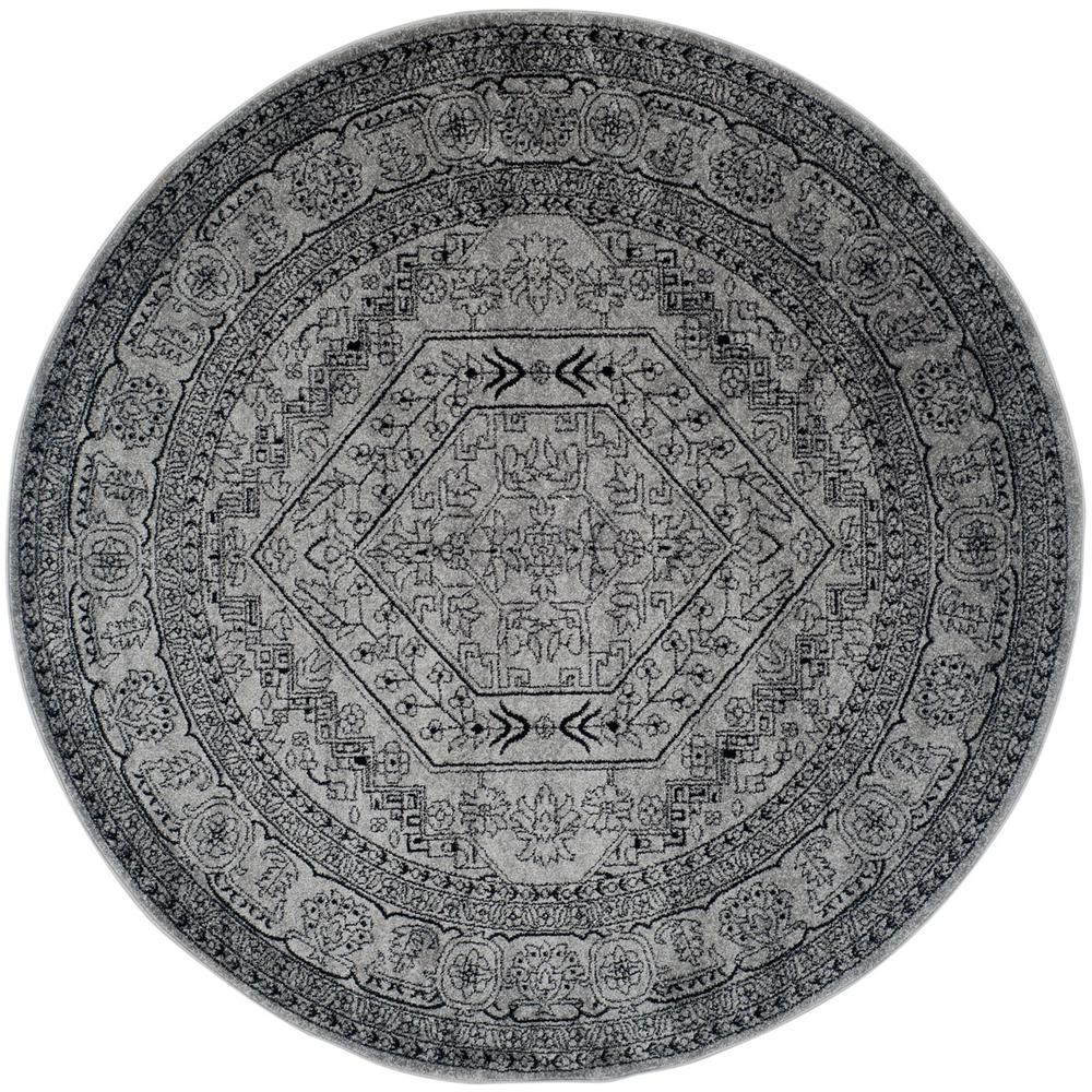 Adirondack, SILVER / BLACK, 8' X 8' Round, Area Rug, ADR108A-8R