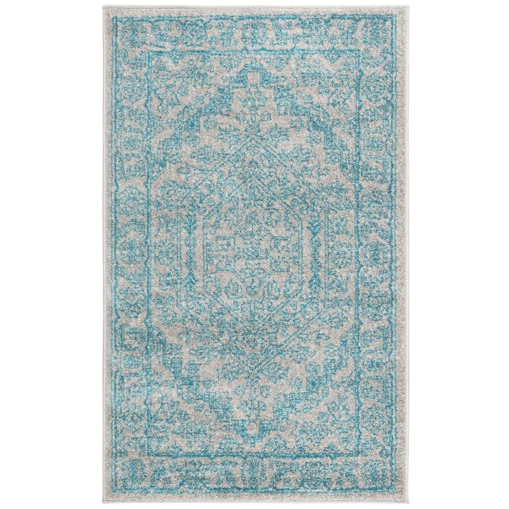 Adirondack, LIGHT GREY / TEAL, 3' X 5', Area Rug