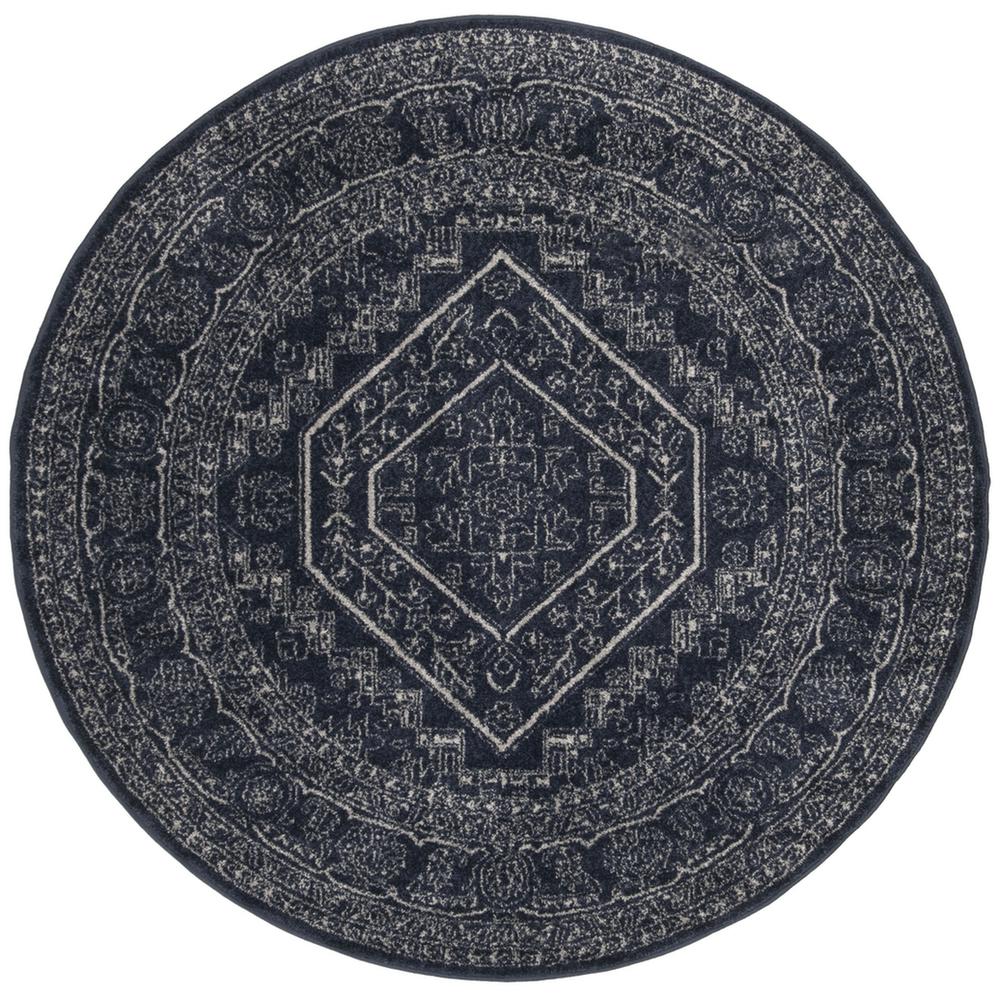 Adirondack, NAVY / IVORY, 4' X 4' Round, Area Rug