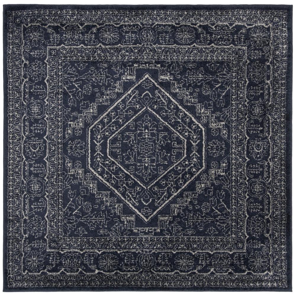 Adirondack, NAVY / IVORY, 4' X 4' Square, Area Rug