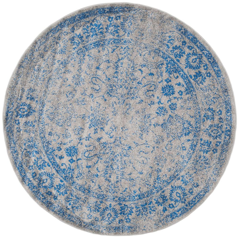 Adirondack, GREY / BLUE, 6' X 6' Round, Area Rug