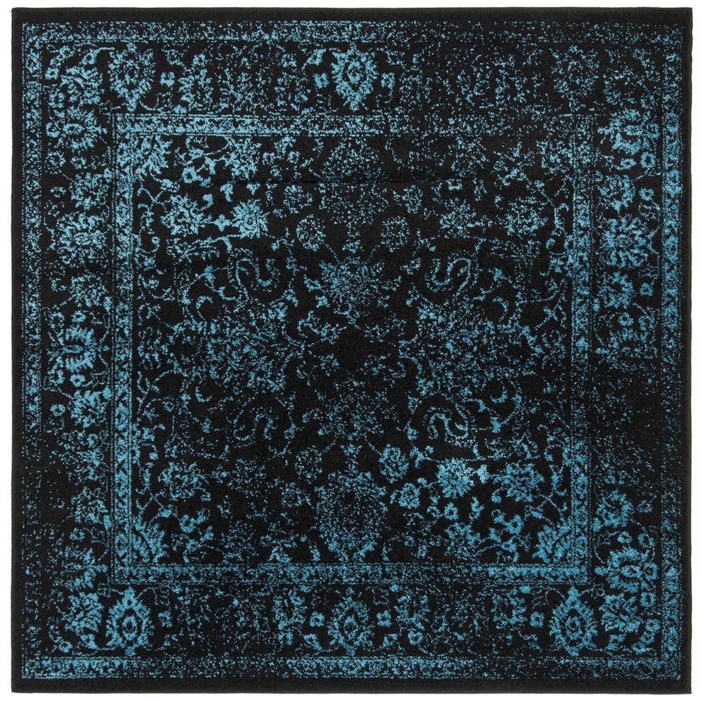 Adirondack, BLACK / TEAL, 6' X 6' Square, Area Rug, ADR109K-6SQ