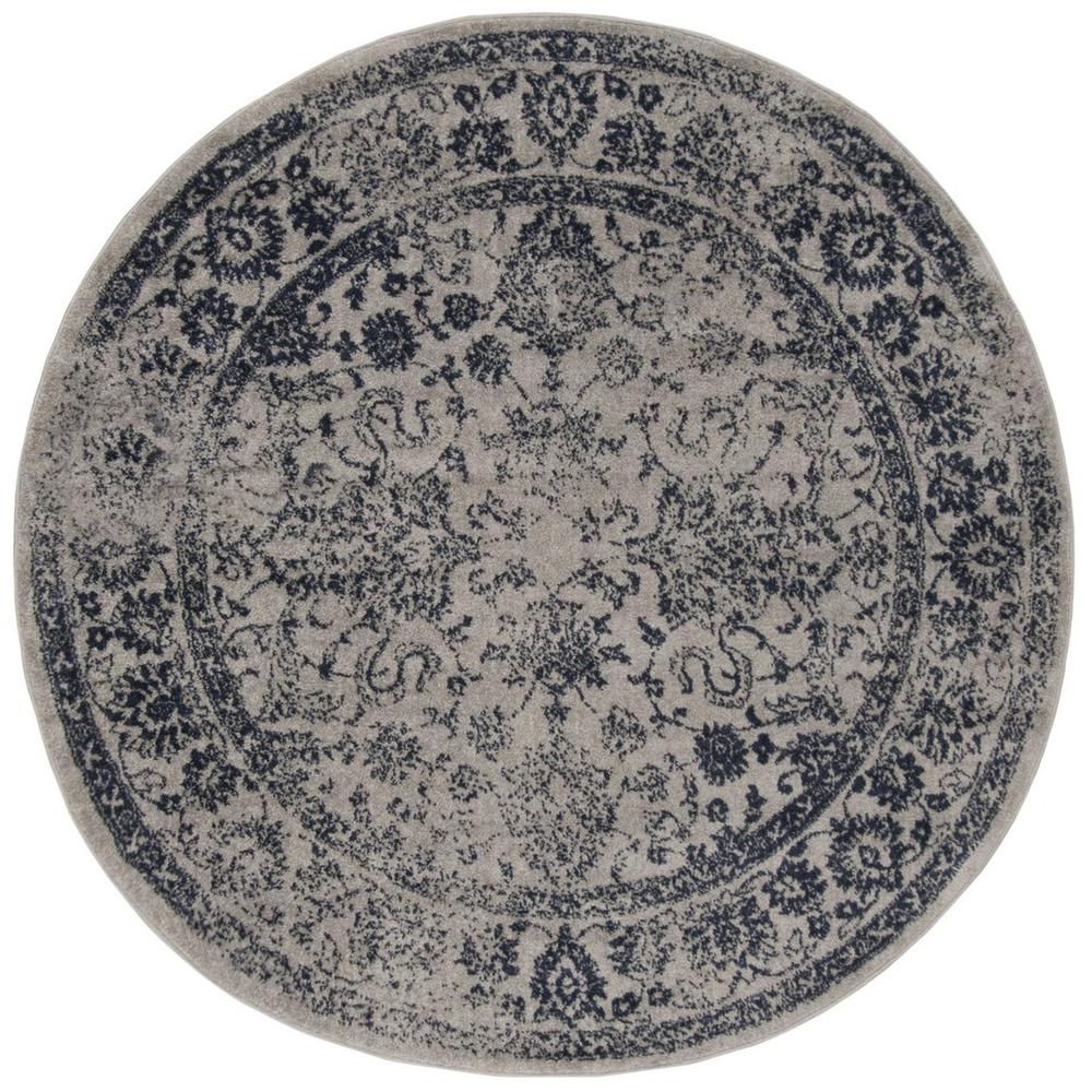 Adirondack, GREY / NAVY, 6' X 6' Round, Area Rug
