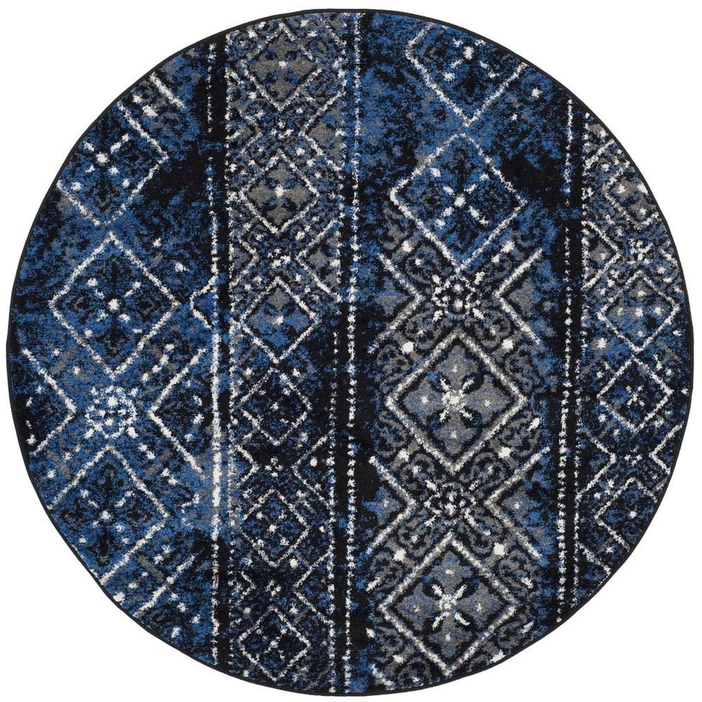 Adirondack, SILVER / BLACK, 4' X 4' Round, Area Rug, ADR111A-4R