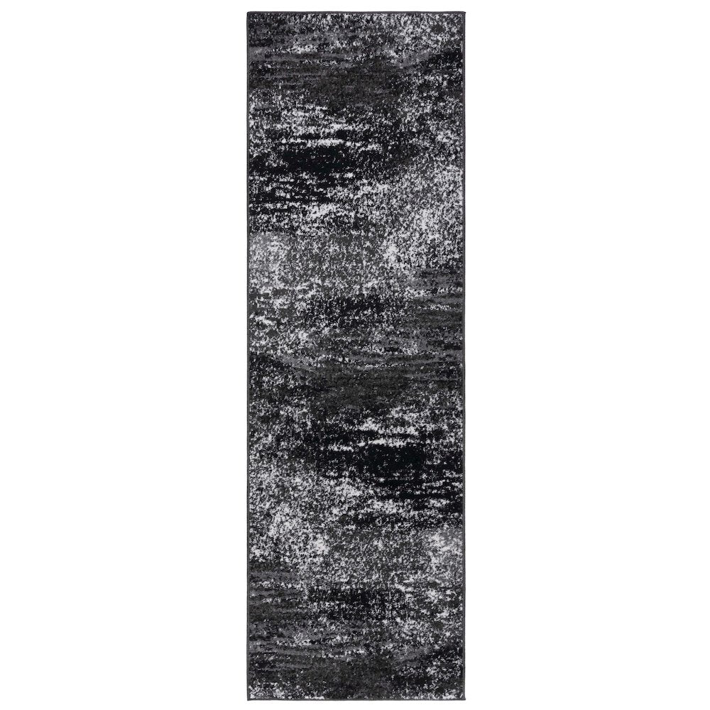 Adirondack Abstract Striated Rug - Silver / Black - 2'-1" x 8'-0"