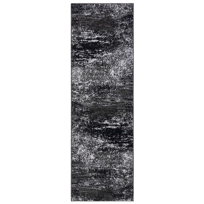 Adirondack Abstract Striated Rug - Silver / Black - 2'-1" x 8'-0"