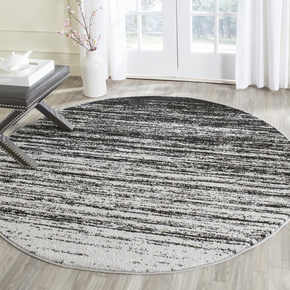 Adirondack, SILVER / BLACK, 4' X 4' Round, Area Rug, ADR113A-4R