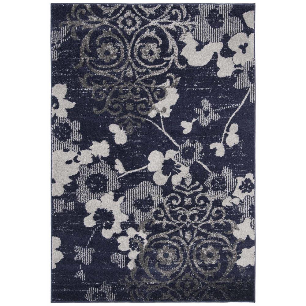 Adirondack, NAVY / SILVER, 8' X 10', Area Rug
