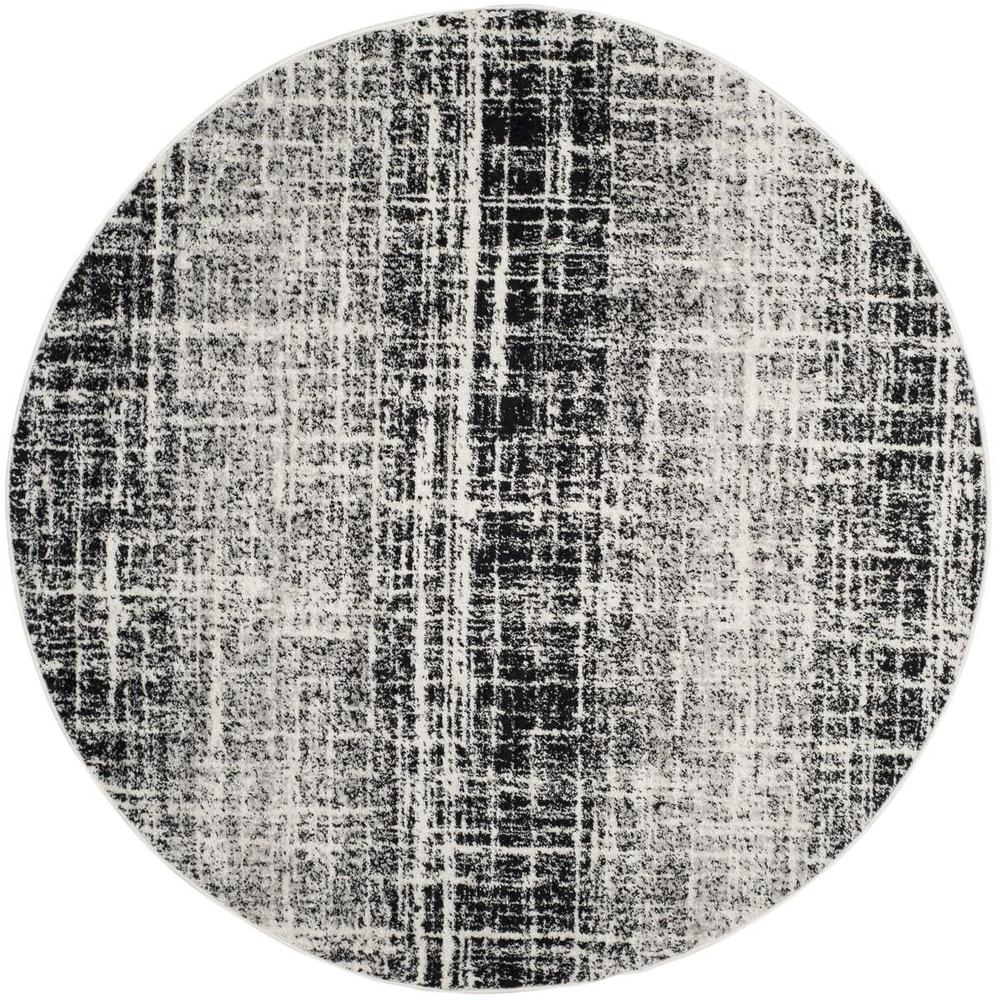 Adirondack, IVORY / BLACK, 4' X 4' Round, Area Rug