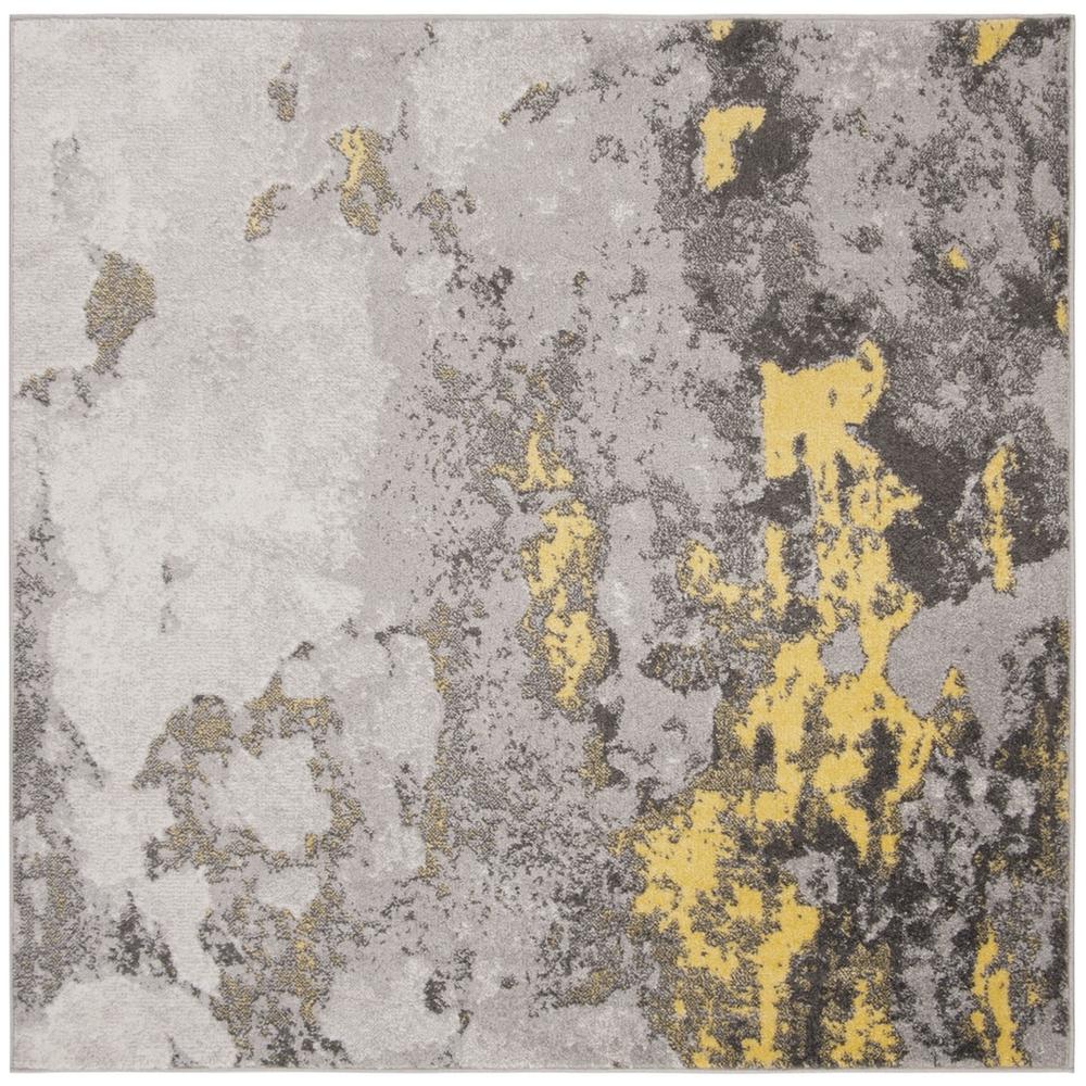 Adirondack, GREY / YELLOW, 4' X 4' Square, Area Rug