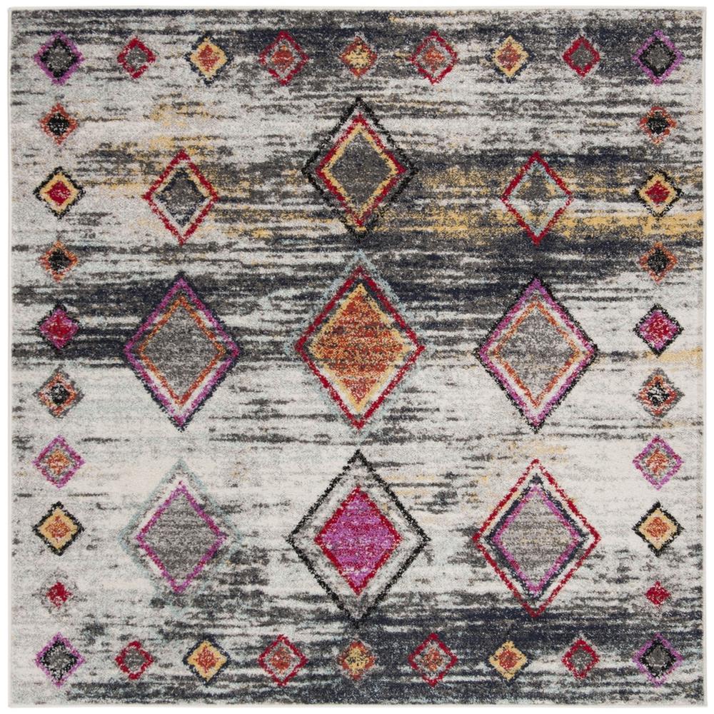 ADIRONDACK, LIGHT GREY / RED, 6' X 6' Square, Area Rug, ADR205F-6SQ