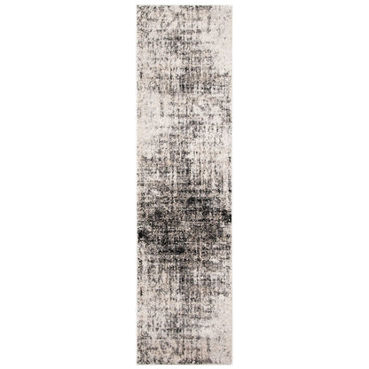 Adirondack Distressed Abstract Rug - Silver / Black - 2'-6" x 12'-0"