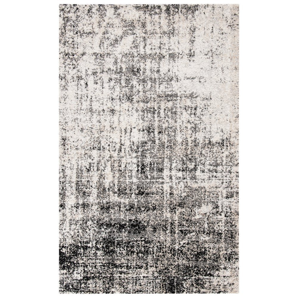 Adirondack Distressed Abstract Rug - Silver / Black - 2'-6" x 4'-0"