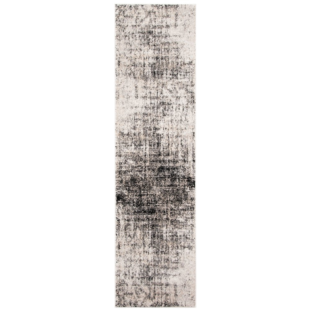Adirondack Distressed Abstract Rug - Silver / Black - 2'-1" x 8'-0"