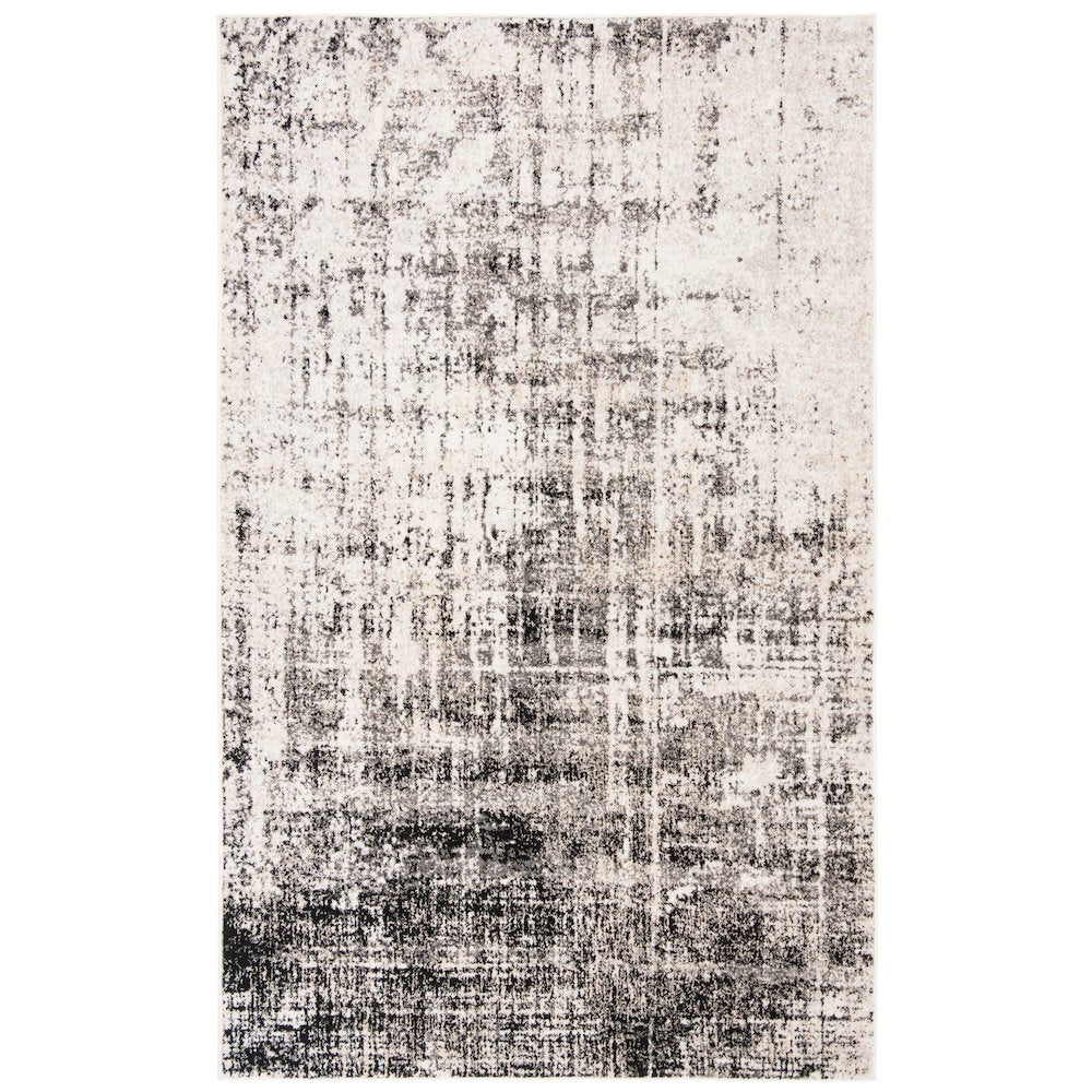 Adirondack Distressed Abstract Rug - Silver / Black - 4'-0" x 6'-0"