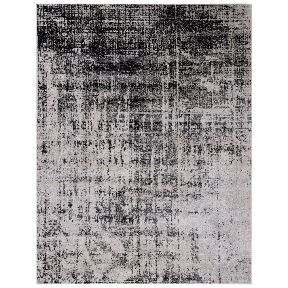 Adirondack Distressed Abstract Rug - Silver / Black - 9'-0" x 12'-0"