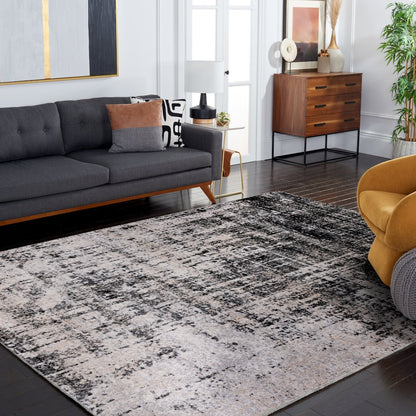 Adirondack Distressed Abstract Rug - Silver / Black - 9'-0" x 12'-0"