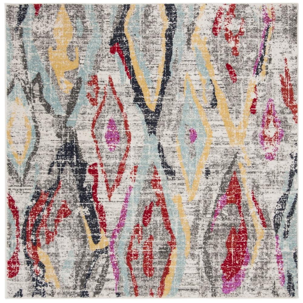 ADIRONDACK, LIGHT GREY / RED, 6' X 6' Square, Area Rug, ADR209F-6SQ