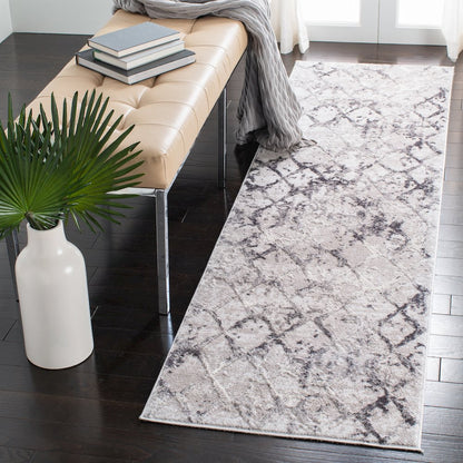 Amelia Distressed Lattice Rug - Grey / Light Grey - 2'-2" x 8'-0"