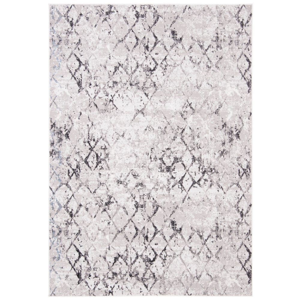 Amelia Distressed Lattice Rug - Grey / Light Grey - 5'-3" x 7'-6"