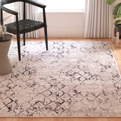 Amelia Distressed Lattice Rug - Grey / Light Grey - 5'-3" x 7'-6"