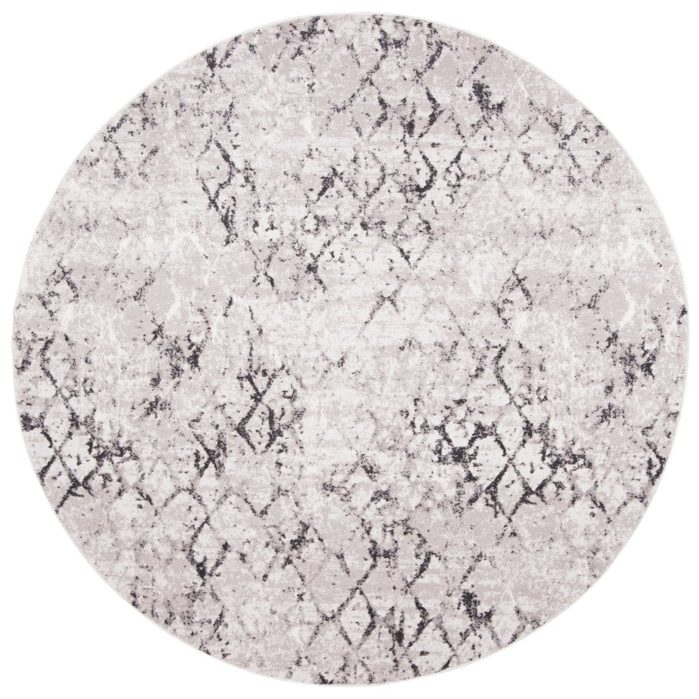 Amelia Distressed Lattice Rug - Grey / Light Grey - 6'-7" x 6'-7"