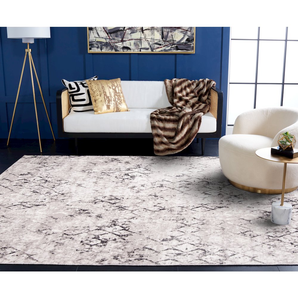 Amelia Distressed Lattice Rug - Grey / Light Grey - 9'-0" x 12'-0"
