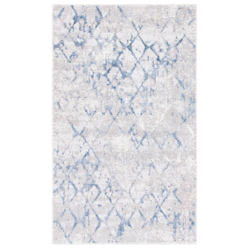 Amelia Distressed Lattice Rug - Light Grey / Blue - 3'-0" x 5'-0"