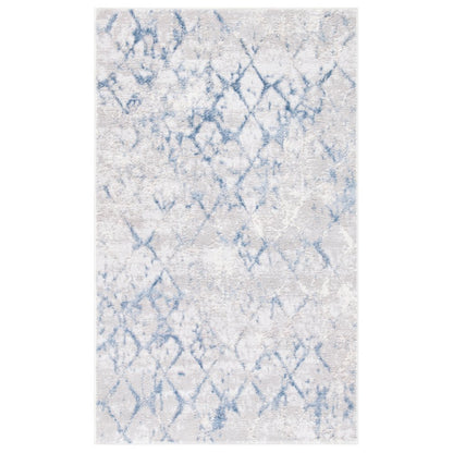 Amelia Distressed Lattice Rug - Light Grey / Blue - 3'-0" x 5'-0"