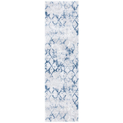 Amelia Distressed Lattice Rug - Grey / Navy - 2'-2" x 8'-0"