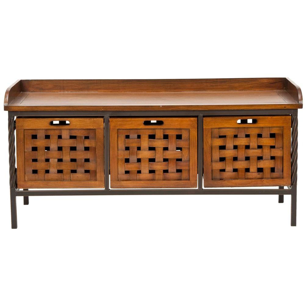 ISAAC 3 DRAWER WOODEN STORAGE BENCH, AMH6530A