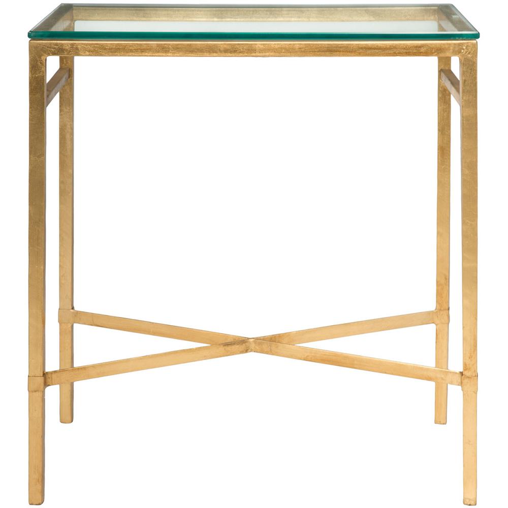 VIGGO ANTIQUE GOLD GLASS SIDE TABLE