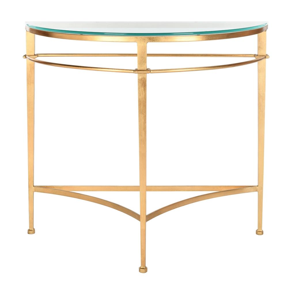 BAUR ANTIQUE GOLD GLASS CONSOLE TABLE