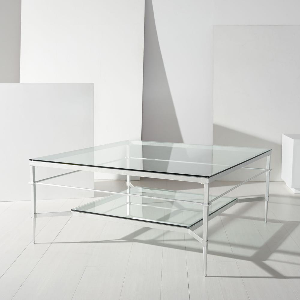 MIEKA SILVER LEAF GLASS COCKTAIL TABLE