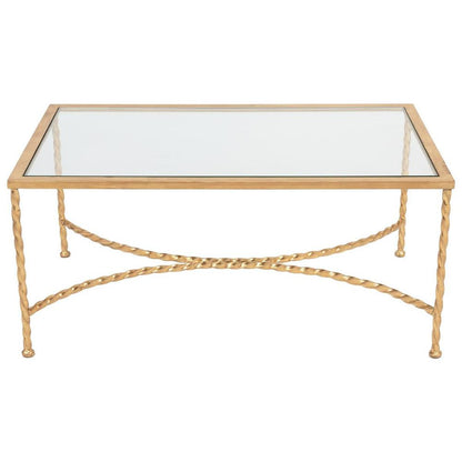 American Homes Collection Matilda Gold Leaf Glass Couture Coffee Table