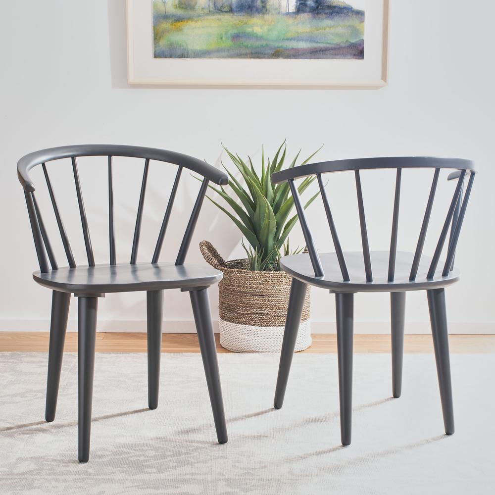 Blanchard Mid-Century Curved Spindle Side Chair, Grey (Set of 2)