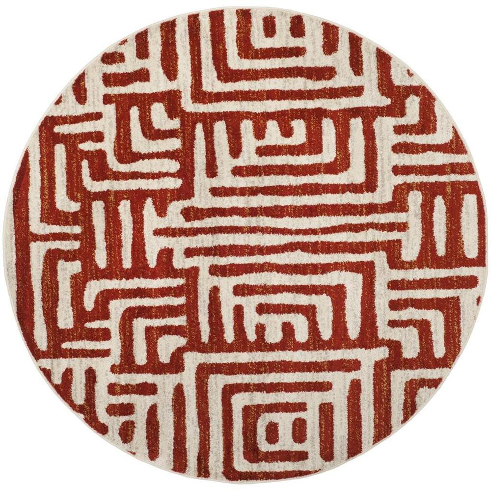 AMSTERDAM, IVORY / TERRACOTTA, 6'-7" X 6'-7" Round, Area Rug