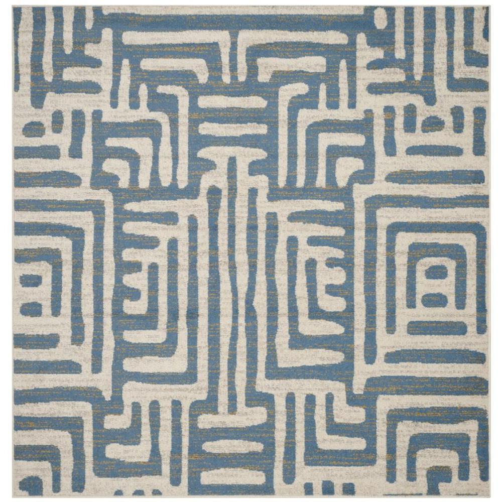 AMSTERDAM, IVORY / LIGHT BLUE, 6'-7" X 6'-7" Square, Area Rug