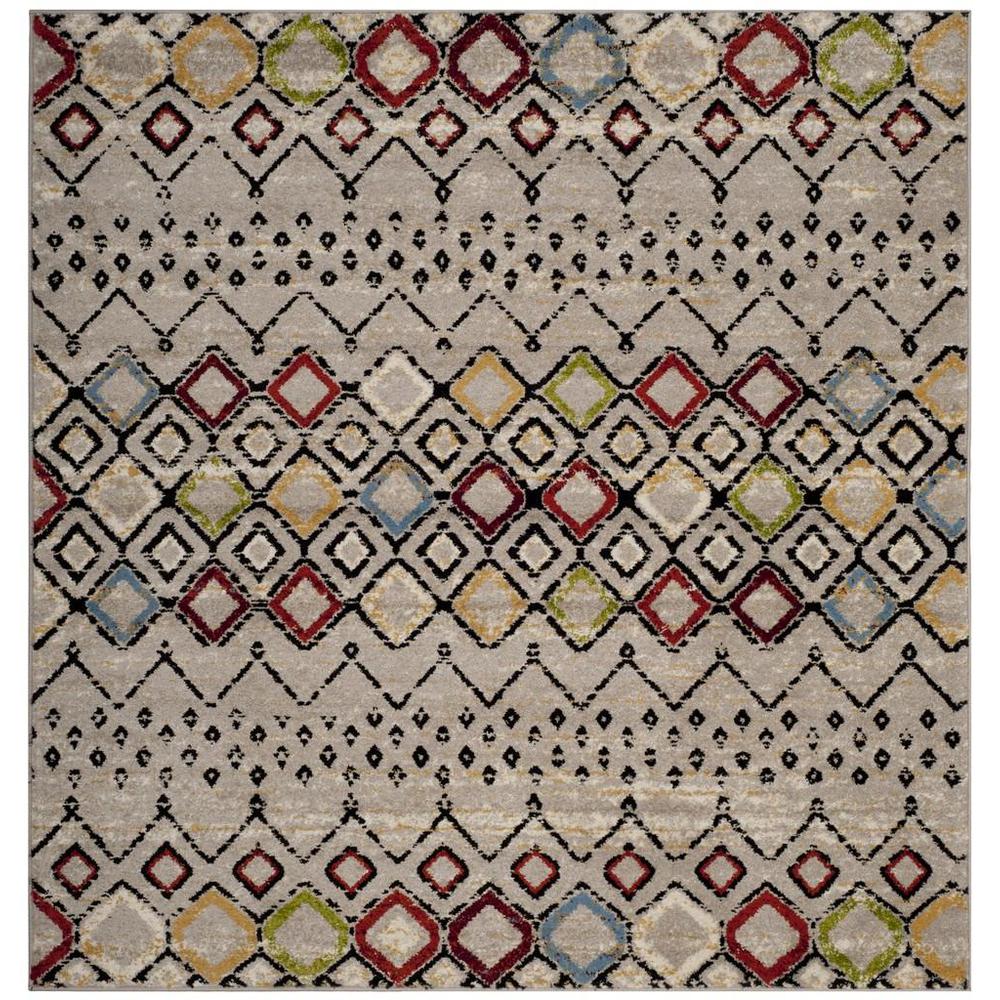 AMSTERDAM, LIGHT GREY / MULTI, 5'-1" X 5'-1" Square, Area Rug