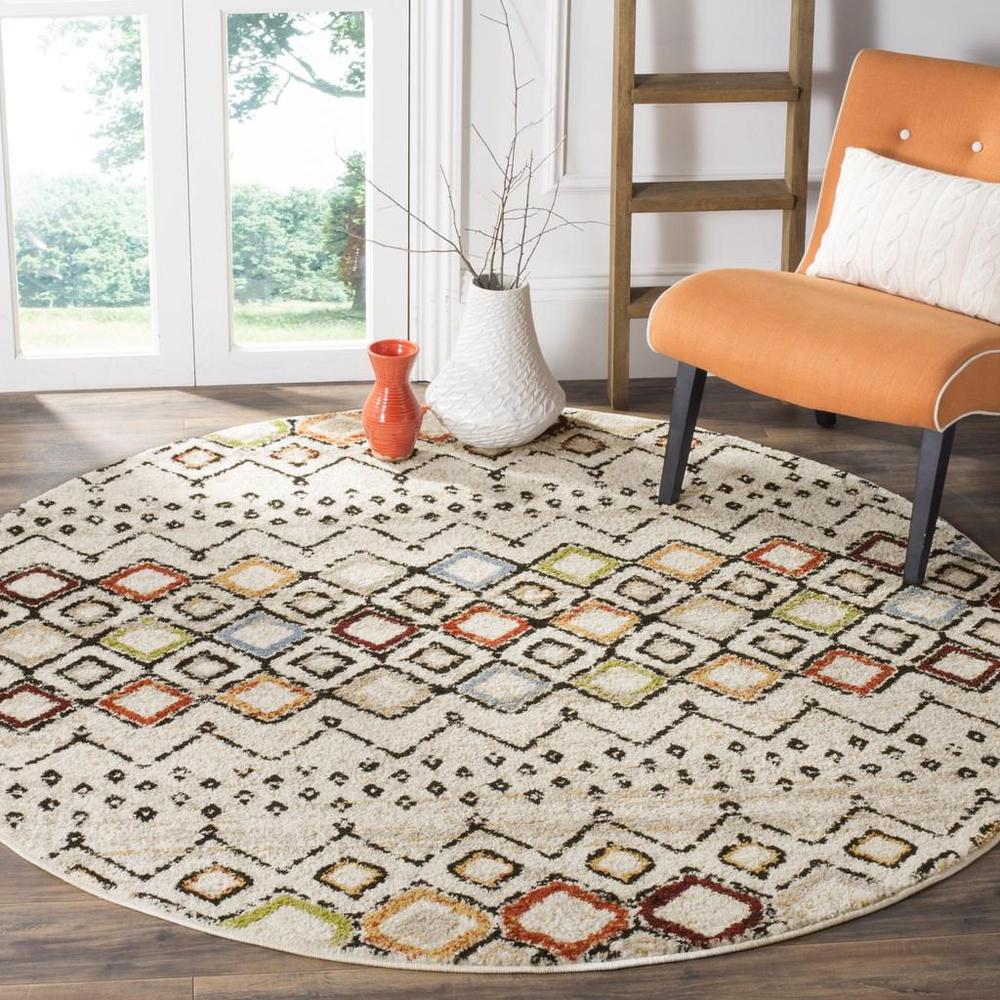 AMSTERDAM, IVORY / MULTI, 5'-1" X 5'-1" Round, Area Rug