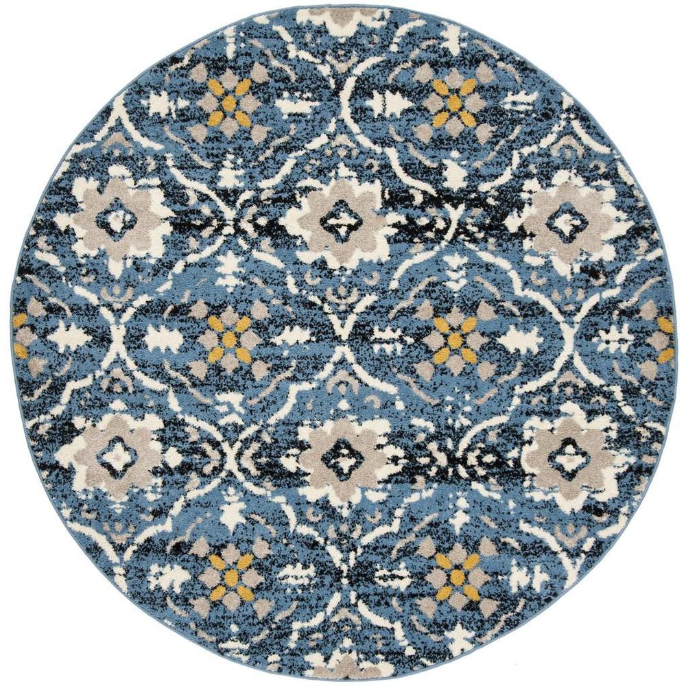 AMSTERDAM, BLUE / CREME, 6'-7" X 6'-7" Round, Area Rug