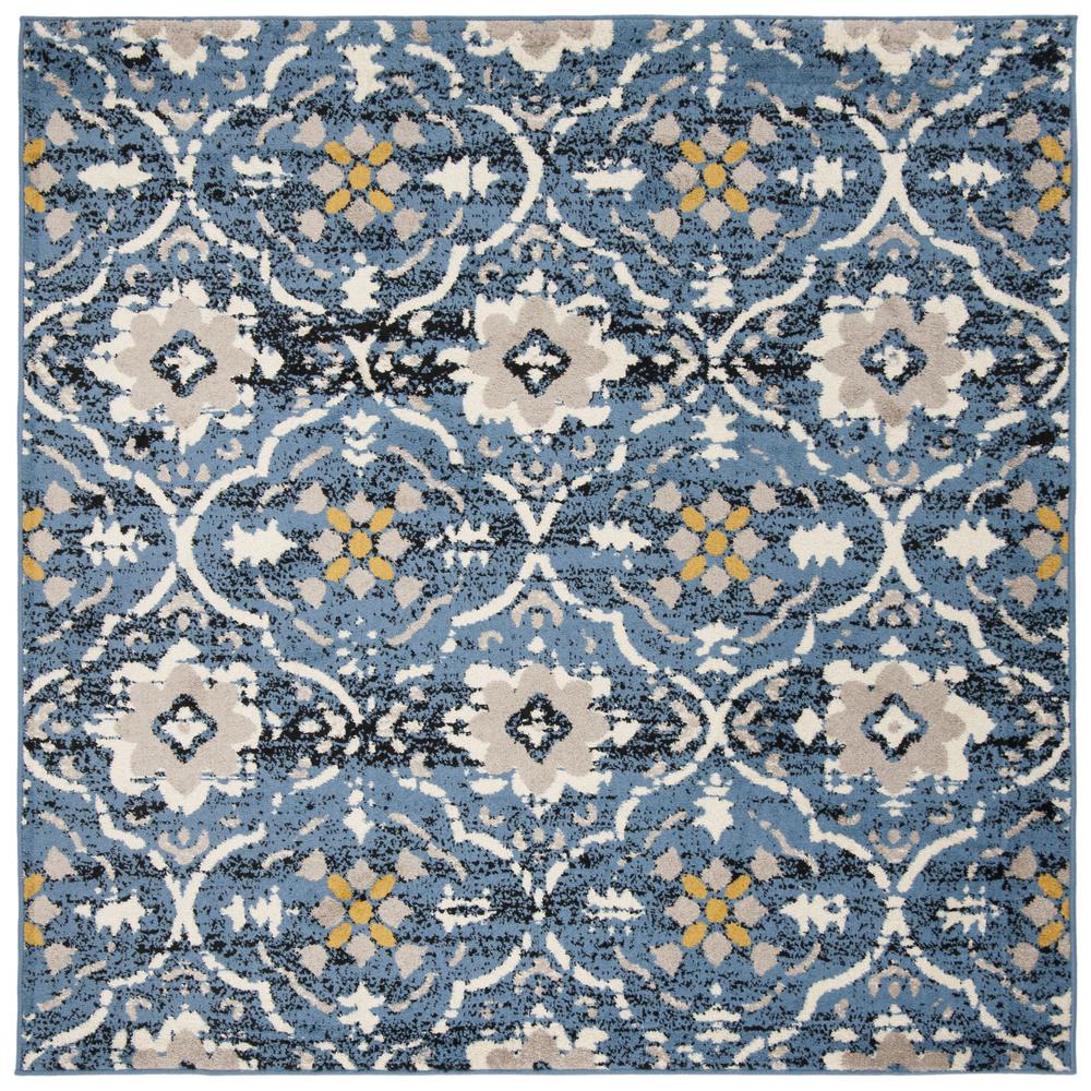 AMSTERDAM, BLUE / CREME, 6'-7" X 6'-7" Square, Area Rug