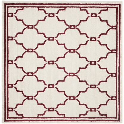AMHERST, IVORY / RED, 7' X 7' Square, Area Rug