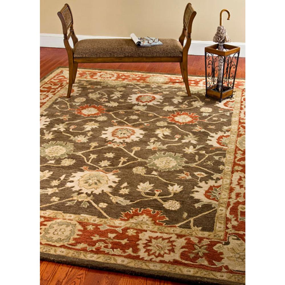 ANATOLIA, OLIVE / RUST, 8' X 10', Area Rug