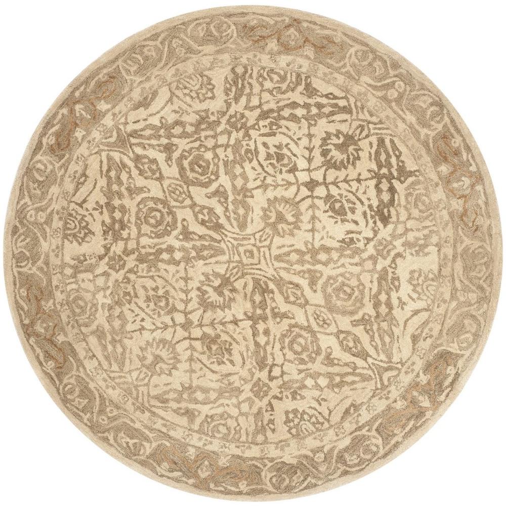 ANATOLIA, IVORY / BROWN, 6' X 6' Round, Area Rug, AN583C-6R