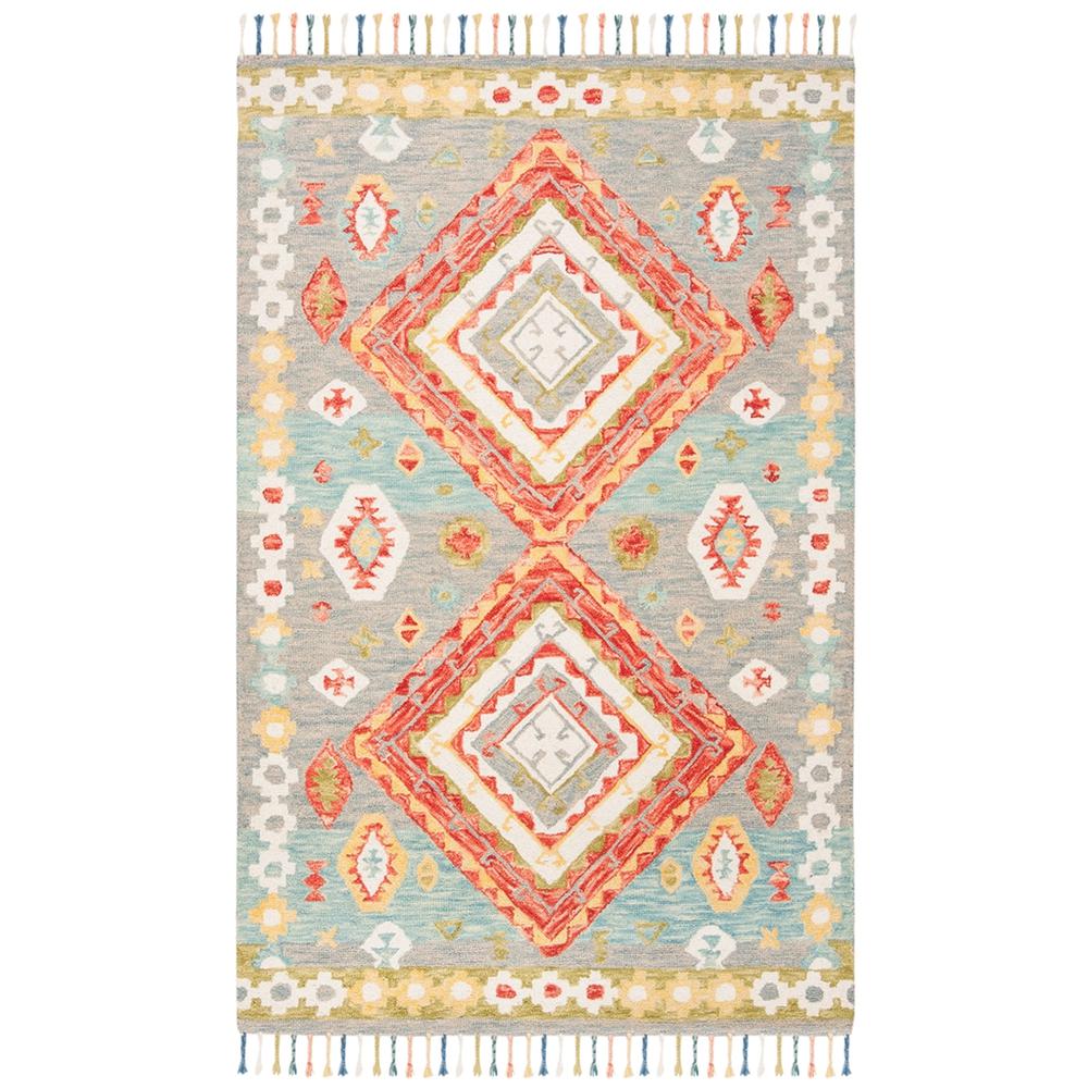 ASPEN, GREY / RED, 3' X 5', Area Rug