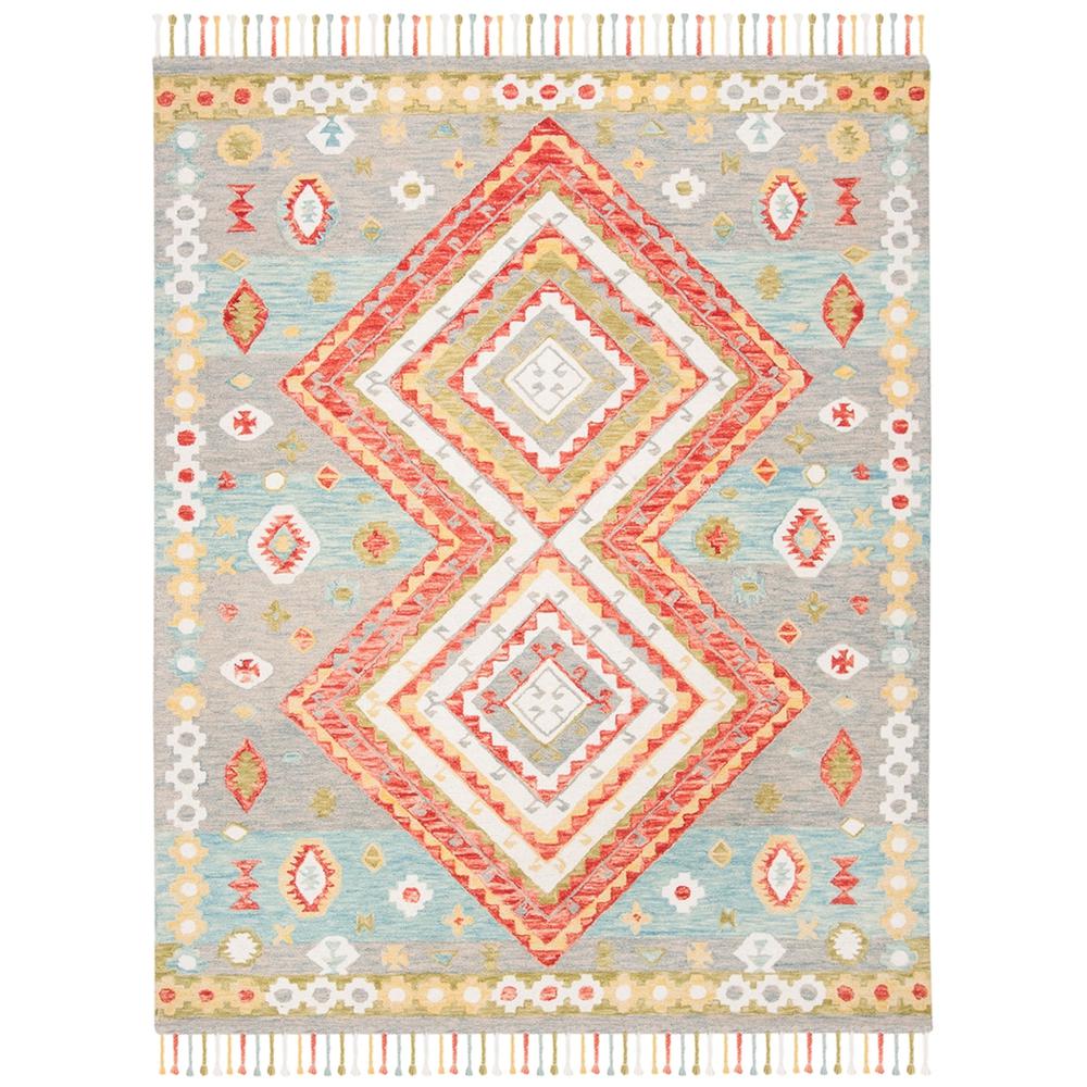 ASPEN, GREY / RED, 8' X 10', Area Rug