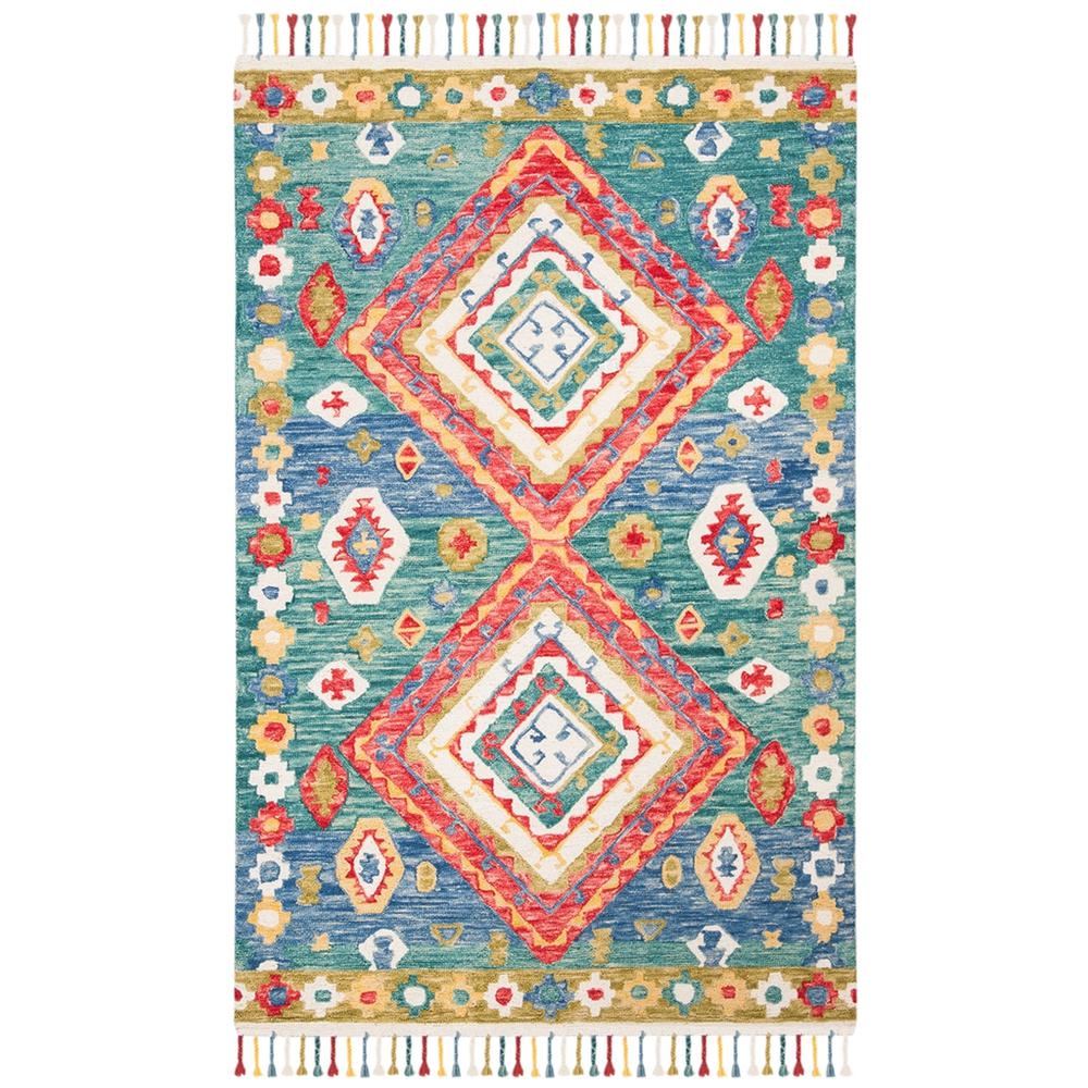 ASPEN, GREEN / RED, 5' X 8', Area Rug