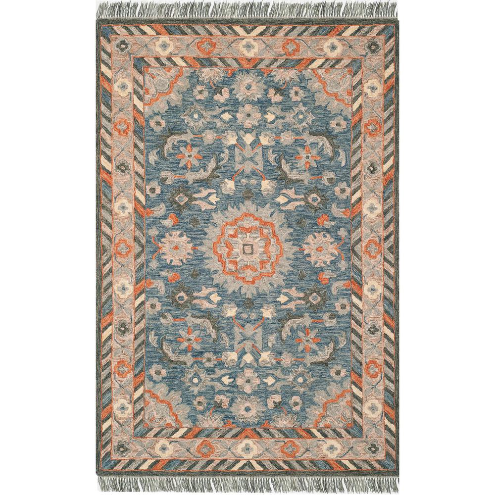 ASPEN, BLUE / RUST, 5' X 8', Area Rug, APN123A-5