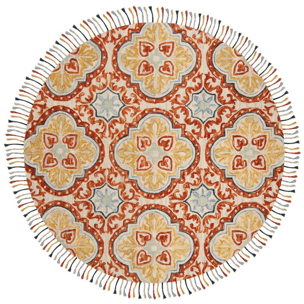 ASPEN, BEIGE / RUST, 7' X 7' Round, Area Rug